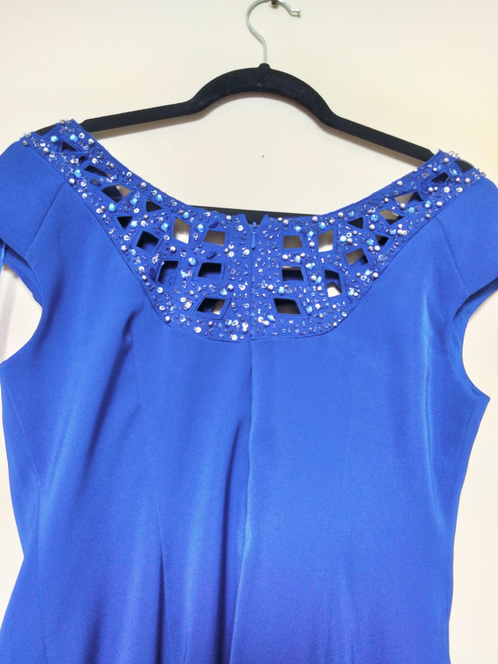 Embellished Royal Blue Cap Sleeve Dress From Alex Evening